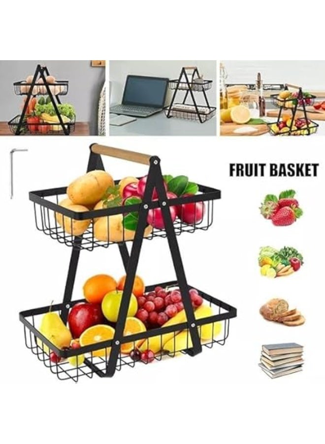 Luxury fruit stand with a sturdy, high-quality, two-tier design – a stylish and organized addition to your kitchen or dining room. HA - Image 3