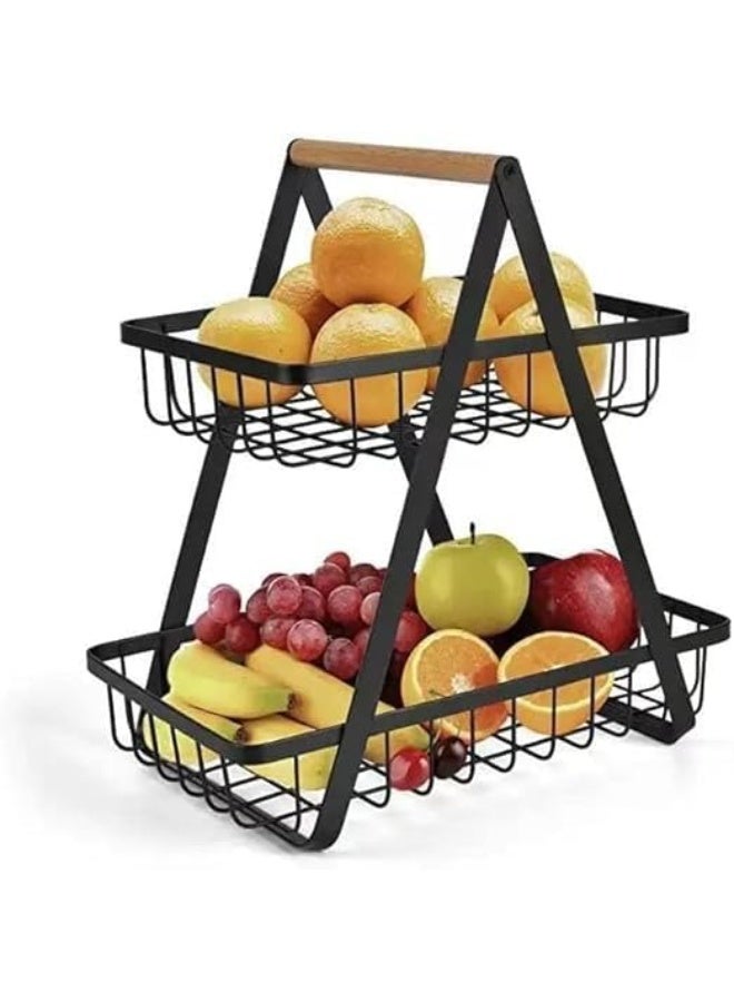 Luxury fruit stand with a sturdy, high-quality, two-tier design – a stylish and organized addition to your kitchen or dining room. HA - Image 2
