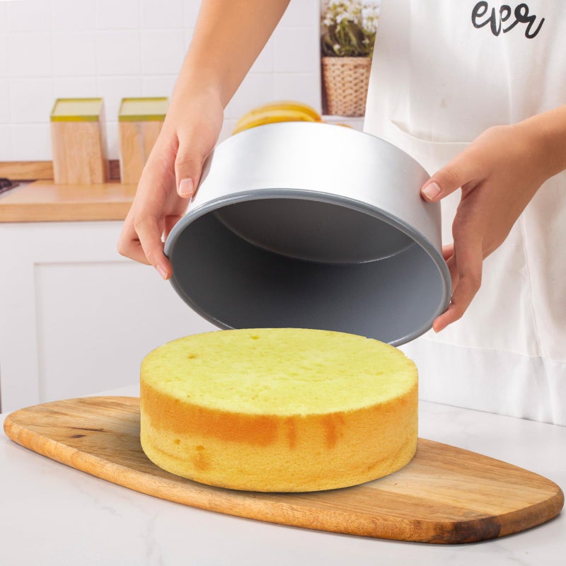 Friheten Silicone Coated Aluminum Round Cake Pans 8 x 3 Inch Set of 2, Easy to Release Cake, No- Stick and Easy to Clean - Image 3