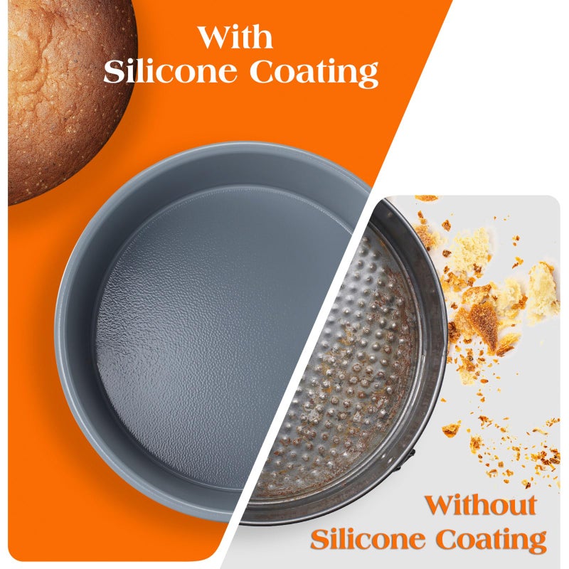 Friheten Silicone Coated Aluminum Round Cake Pans 8 x 3 Inch Set of 2, Easy to Release Cake, No- Stick and Easy to Clean - Image 4