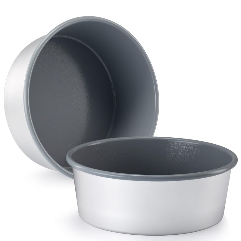Friheten Silicone Coated Aluminum Round Cake Pans 8 x 3 Inch Set of 2, Easy to Release Cake, No- Stick and Easy to Clean - Image 1