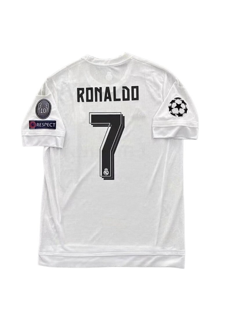 Ronaldo 2015-2016 ريال مدريد المنزل قصيرة الأكمام لكرة القدم موحدة # 7 رونالدو الرجعية لكرة القدم جيرسي هدية للجماهير والأصدقاء - Image 1