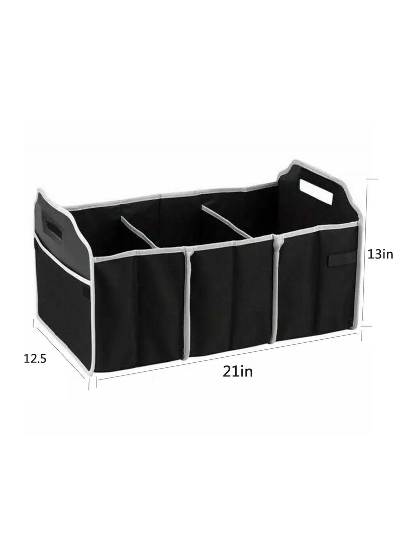 SYOSI - Car Boot Organiser, Foldable Non-slip Tidy Bag with Multi Compartments, Large Capacity Trunk Organizer with Carrying Handle for Car Suv, Jeep, Sedan - Image 1