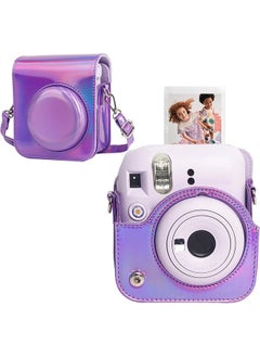 O Ozone Protective Camera Case for Fujifilm Instax Mini 12 Instant Camera|PU Leather Camera Cover with Adjustable Shoulder Strap - iridescent purple  - Image 1