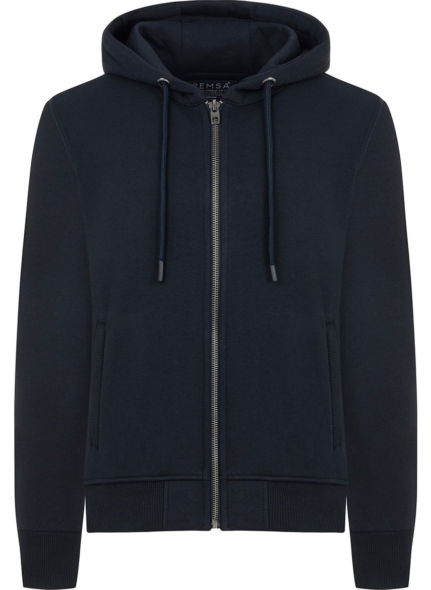 Men's Premium Fabric Three Thread Raised Hooded Single Top Reu-01 Navy Blue