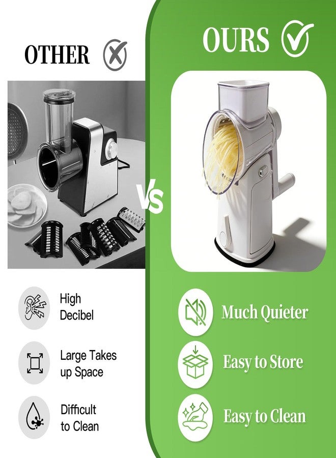 iETH Rotary Cheese Grater Hand Crank - Cheese Shredder with 5 Blades & Storage Room, Easy to Clean, Stable Suction, Labor-Saving Handle, Rotary Grater Slicer for Fruit, Vegetables, Nuts, Chocolate - Image 5