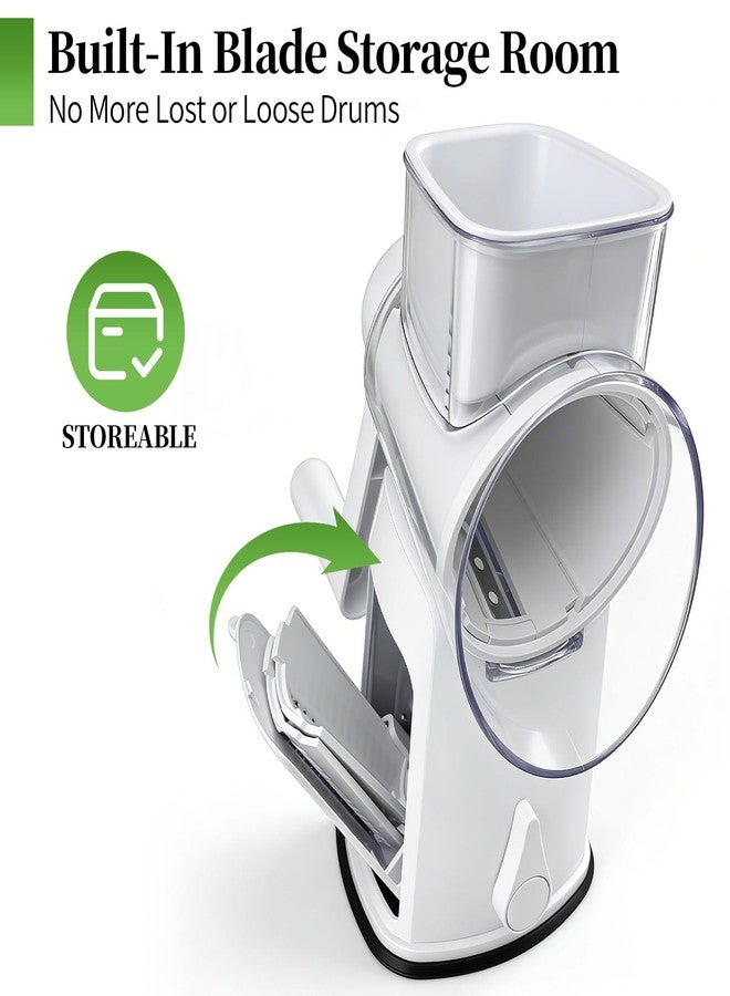 iETH Rotary Cheese Grater Hand Crank - Cheese Shredder with 5 Blades & Storage Room, Easy to Clean, Stable Suction, Labor-Saving Handle, Rotary Grater Slicer for Fruit, Vegetables, Nuts, Chocolate - Image 4
