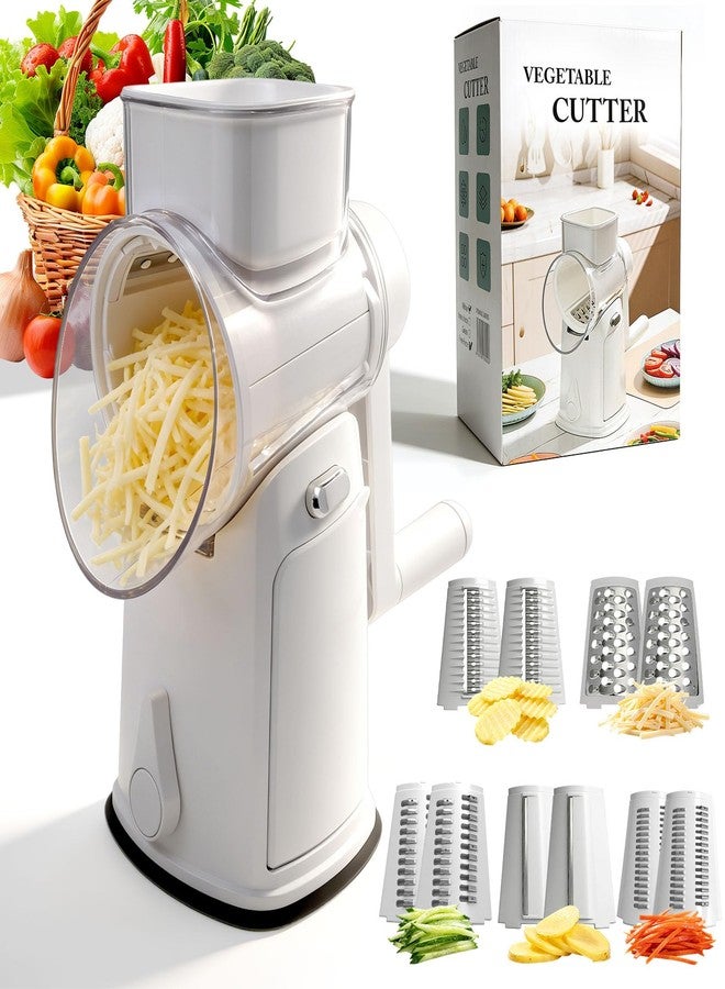 iETH Rotary Cheese Grater Hand Crank - Cheese Shredder with 5 Blades & Storage Room, Easy to Clean, Stable Suction, Labor-Saving Handle, Rotary Grater Slicer for Fruit, Vegetables, Nuts, Chocolate - Image 1