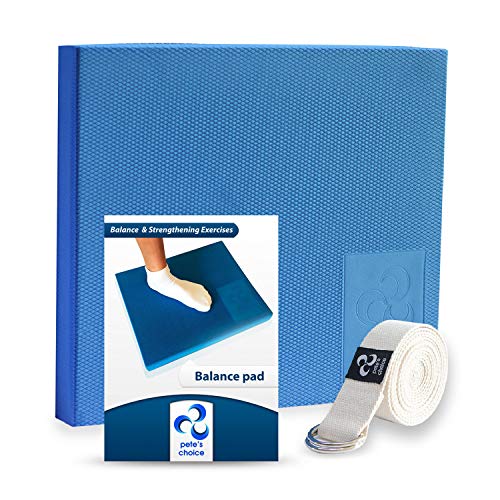 pete's choice XL Foam Balance Pad FREE Stretching Strap BONUS eBook Extra Large Balance Pads for Physical Therapy Rehab Ankle Recovery Lower BackKnee Pain X Large Wobble Board Cushion for Strength - Image 1