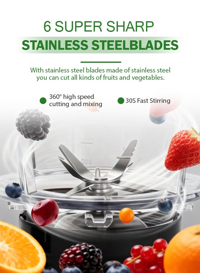 باندا خلاط ومطحنة 2 في 1 محرك عالي الطاقة 450 وات شفرات من الفولاذ المقاوم للصدأ 304 وعاء زجاجي سعة 1.5 لتر ومطحنة جافة سعة 0.3 لتر تحكم بسرعتين حماية من الحرارة الزائدة آمن للاستخدام في الطعام سهل التنظيف للعصائر والميلك شيك والتوابل الهندية - Image 3