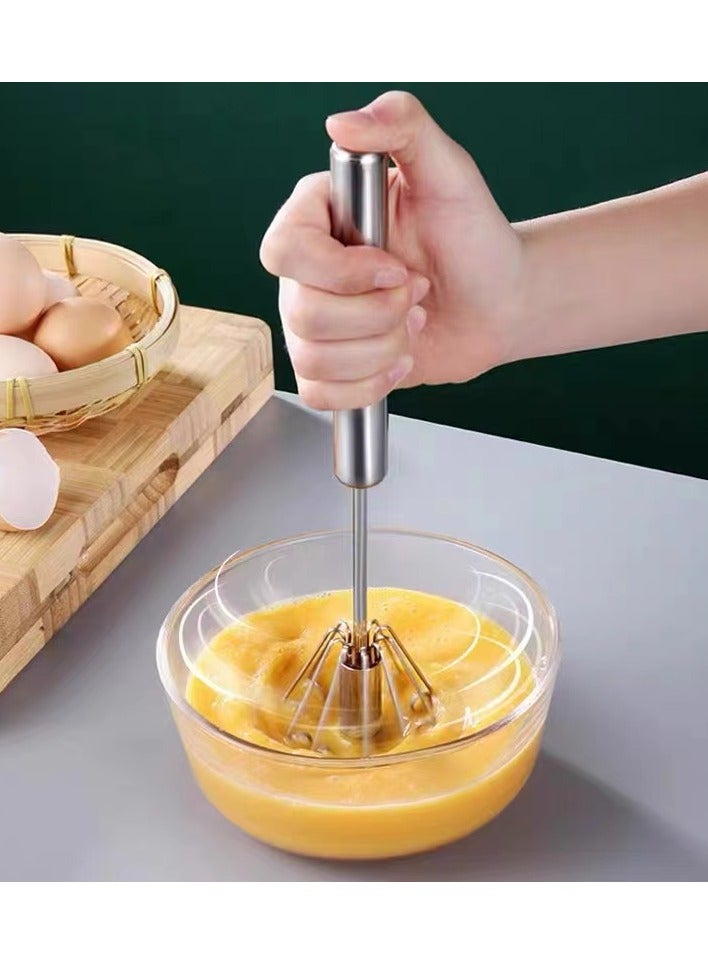 NIBEMINENT Multifunctional Stainless Steel Whisk & Milk Frother, Home Baking Tools, Cream Egg Hand Blender, Household Push Blender Blender - Egg Whisk, Milk Frother, Hand Push Blender Blender Multi-Tool  - Image 1
