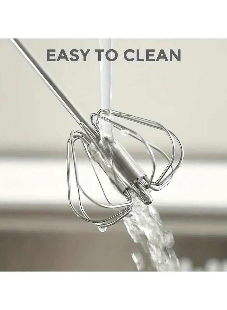 NIBEMINENT Multifunctional Stainless Steel Whisk & Milk Frother, Home Baking Tools, Cream Egg Hand Blender, Household Push Blender Blender - Egg Whisk, Milk Frother, Hand Push Blender Blender Multi-Tool  - Image 3