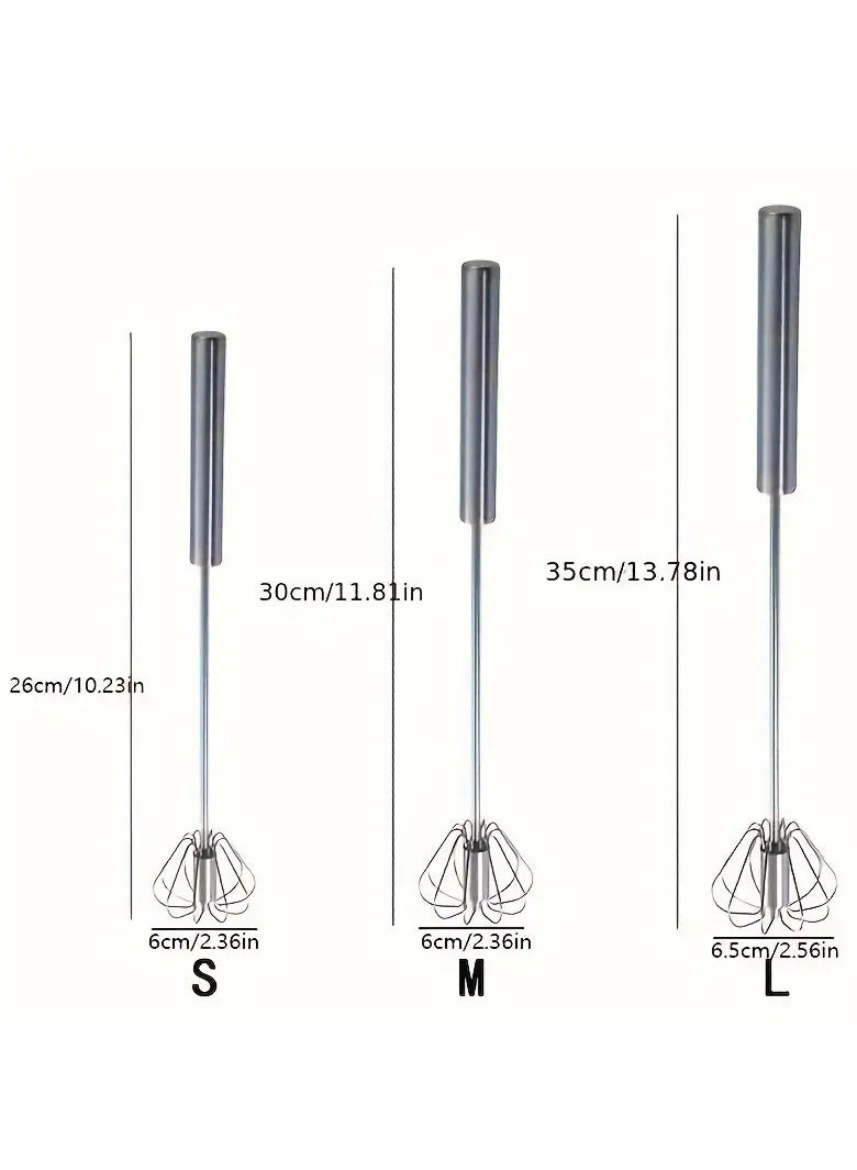 NIBEMINENT Multifunctional Stainless Steel Whisk & Milk Frother, Home Baking Tools, Cream Egg Hand Blender, Household Push Blender Blender - Egg Whisk, Milk Frother, Hand Push Blender Blender Multi-Tool  - Image 4