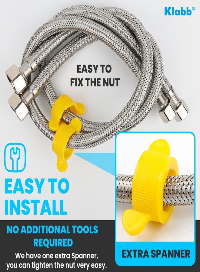 Klabb 24 inches Stainless Steel Line Connects Kitchen Sink to Water Supply, Braided Faucet Connector with 1/2 in x 3/8 in Brass Nut(2 Pack) - Image 5