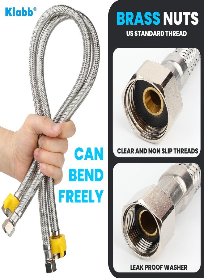 Klabb 24 inches Stainless Steel Line Connects Kitchen Sink to Water Supply, Braided Faucet Connector with 1/2 in x 3/8 in Brass Nut(2 Pack) - Image 3