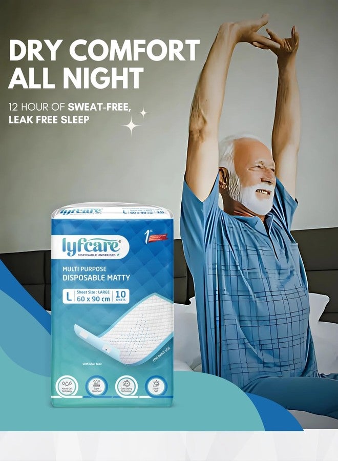 lyfcare Disposable Underpads for Adults Diapers, 60 x 90 Large - 10 Units (Large, 10, Count) - Image 3