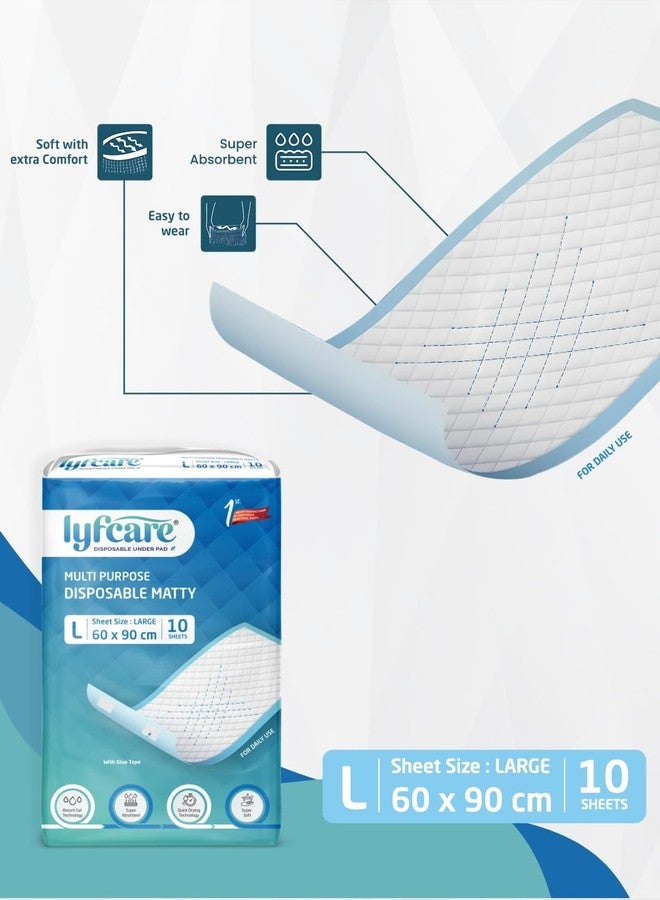 lyfcare Disposable Underpads for Adults Diapers, 60 x 90 Large - 10 Units (Large, 10, Count) - Image 4