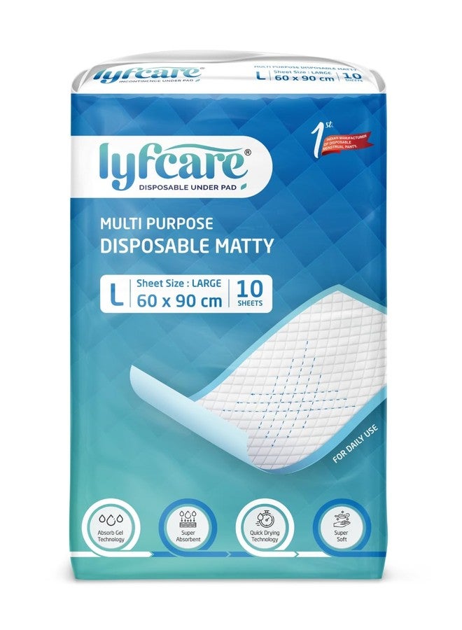 lyfcare Disposable Underpads for Adults Diapers, 60 x 90 Large - 10 Units (Large, 10, Count) - Image 1