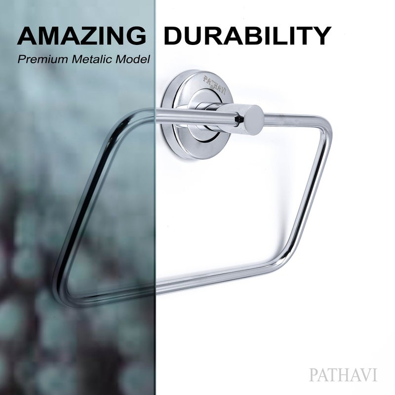 Pathavi Stainless Steel Towel Holder for Bathroom | Wash Basin | Towel Hanger | Napkin Holder for Wash Basin | Towel Ring| Bathroom Accessories (Triangular, Chrome Finish, Pack of 1) - Image 4