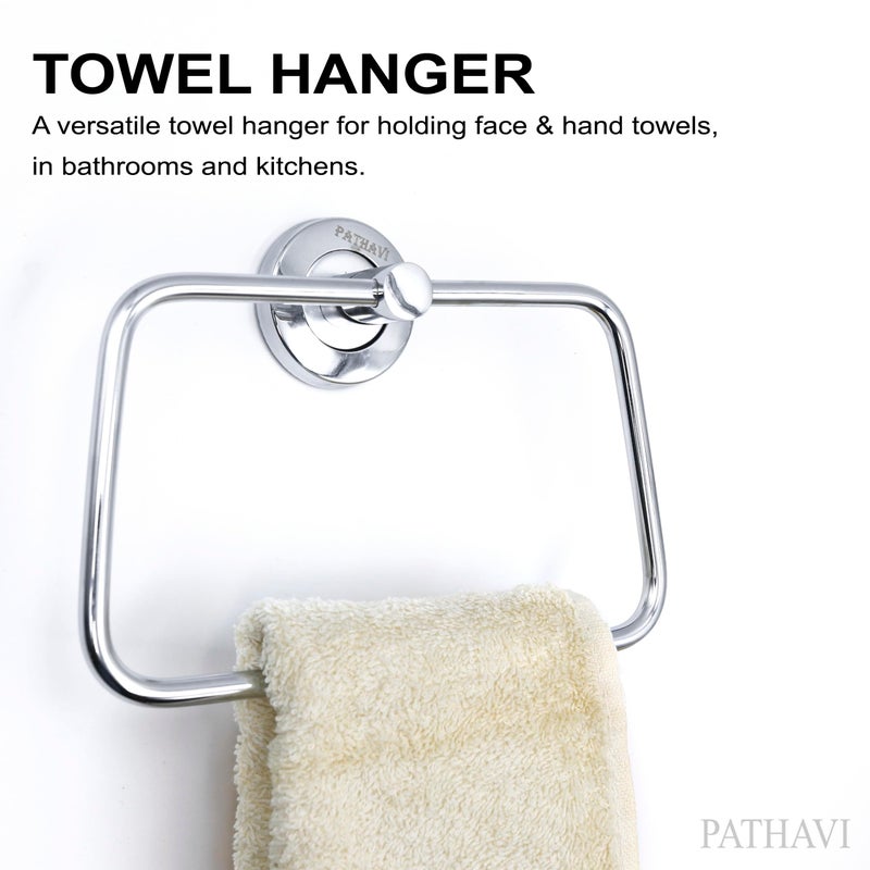 Pathavi Stainless Steel Towel Holder for Bathroom | Wash Basin | Towel Hanger | Napkin Holder for Wash Basin | Towel Ring| Bathroom Accessories (Triangular, Chrome Finish, Pack of 1) - Image 3