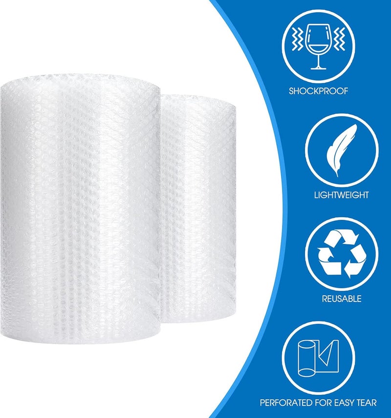 sumono Bubble Cushioning Wrap Roll, 12 Inch x 72 Feet Total [2 Rolls of 36 Feet] Bubble Roll Perforated 12 Inch Included 20 Fragile Sticker Label - Image 2