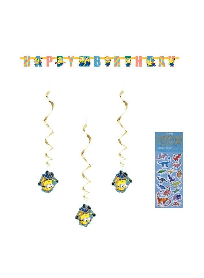 Unique Despicable Me Birthday Party Supplies Bundle Pack includes Happy Birthday Banner and Hanging Decorations - Image 1