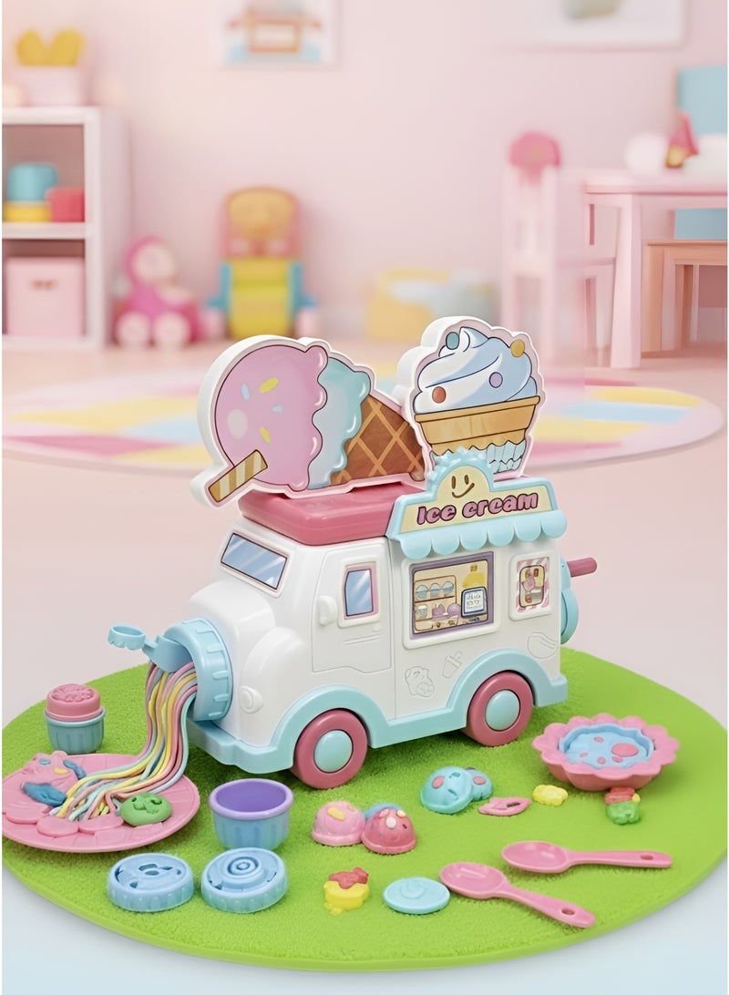 حوّل وقت اللعب إلى مغامرة إبداعية مع آلة صنع نودلز الطين الملونة السعيدة! هذه الآلة التي تجمع بين عربة الآيس كريم وآلة تشكيل العجين مثالية للأطفال الصغار الذين يحبون البناء والإبداع. - Image 2