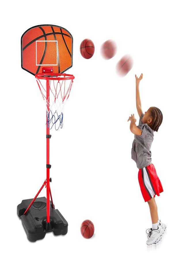 Hieoby Kids Basketball Hoop for 1 2 3 4 5 6 Year Old Stand Adjustable Height 3.5ft-5.3ft Toddler Boy Basketball Hoop Indoor Mini Basketball Hoops Goal Ball Games Toys for Girl Boy Age 1-3 2-4 3-5 - Image 1