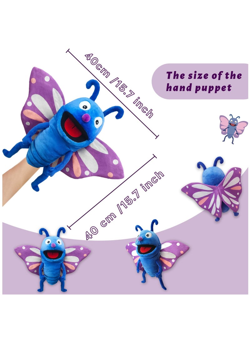 SOLARAE hand puppets butterfly puppet animal puppets 13",puppets for kids Insect animal puppets for toddlers 1-3 hand puppets for kids, butterfly gifts hand puppets for kids age 4-8 8-10 Role Play - Image 2