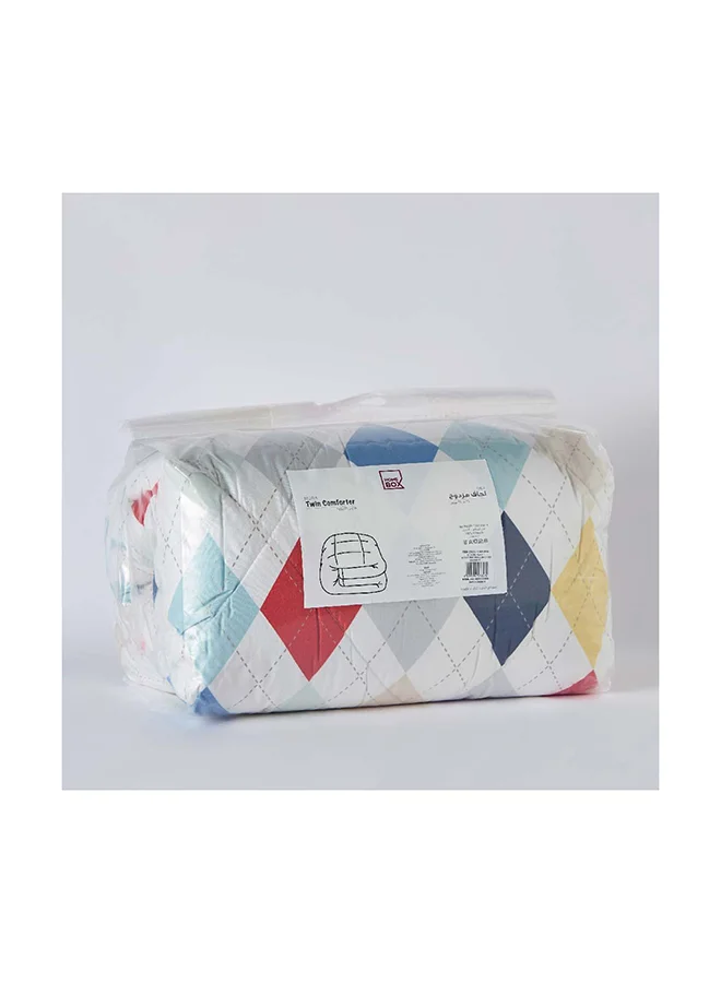 Home Box Nora Twin Plaid Microfibre Reversible Comforter 220 x 160 cm