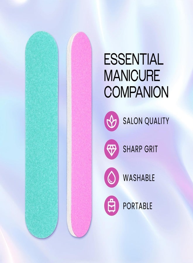 Pana 25pcs - PANA Mini Double-Sided Emery Nail File for Manicure, Pedicure, Natural, and Acrylic Nails - Pink/Teal (Grit 80/80) - Image 2