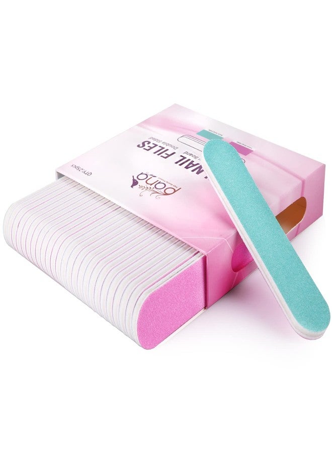 Pana 25pcs - PANA Mini Double-Sided Emery Nail File for Manicure, Pedicure, Natural, and Acrylic Nails - Pink/Teal (Grit 80/80) - Image 1