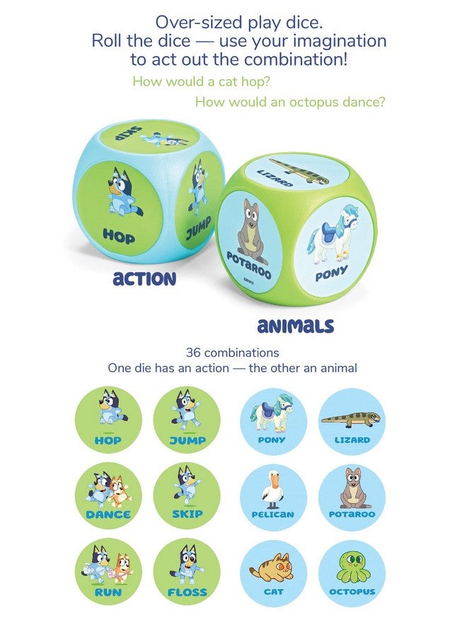 Little Kids BLUEY Wackadoo Dice Imagination Act Out The Action Game | Family Game Night for All Ages | Creative and Engaging Fun for All Featuring Bluey and Bingo with 36 Unique and Silly Combinations - Image 2