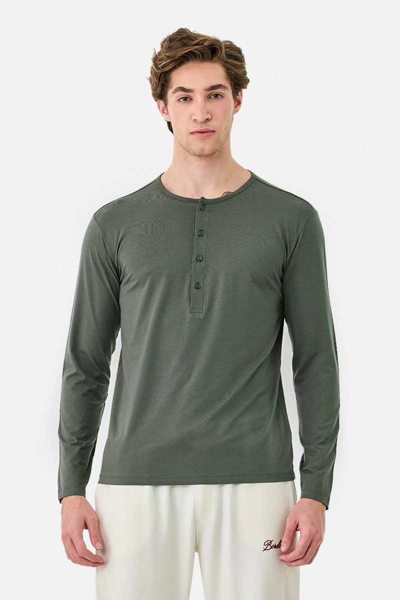 SNITCH Stretch Regular Fit Henley Collar T-Shirt