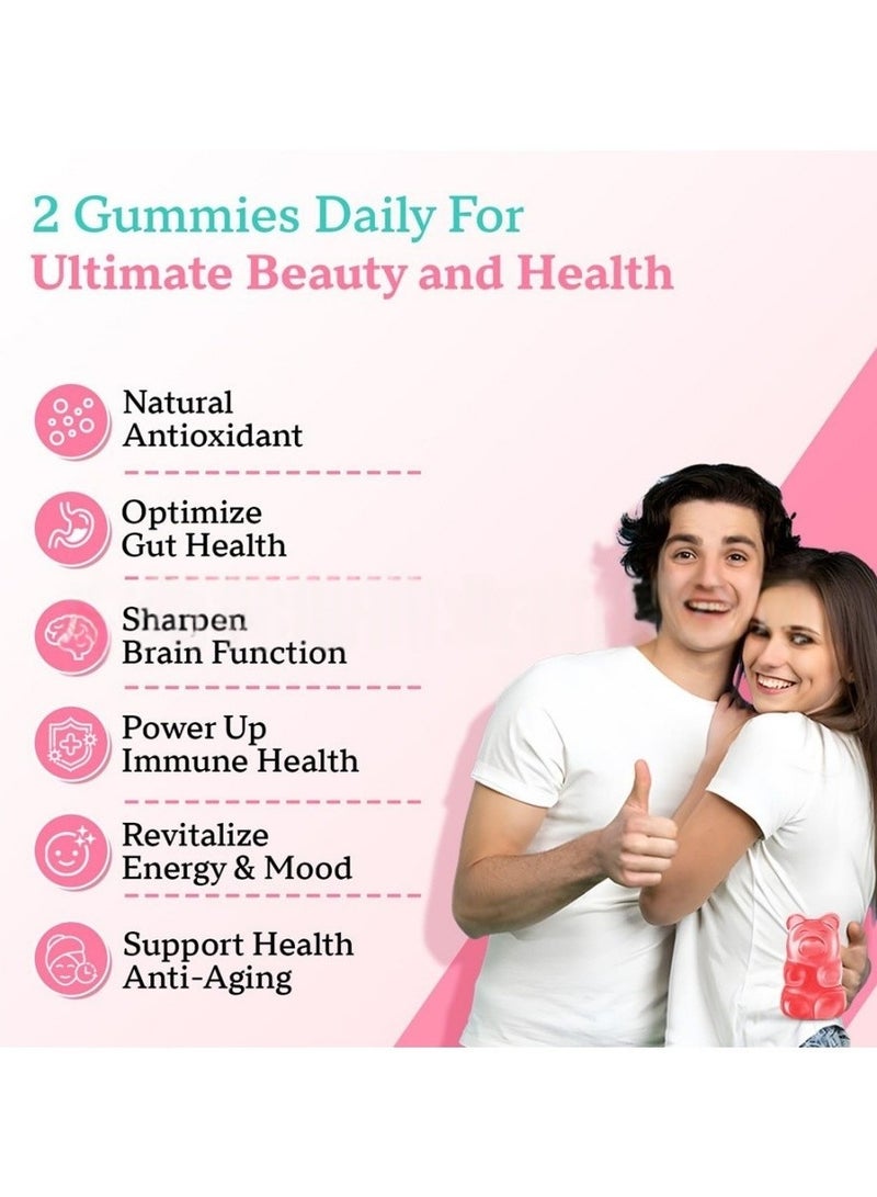 LINE ONE 5-Type Multi Collagen Complex Gummies - Type I II III V X Peptides | 60 Chewables  - Image 3