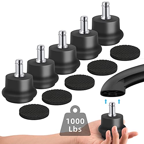 Omyoffice Bell Glides Replacement Office Chair or Stool Swivel Caster Wheels to Fixed Stationary Castors, Office Chair Wheels for Carpet - with Separate Self Adhesive Felt Pads/Chair Feet Wheel Stopper - Image 1