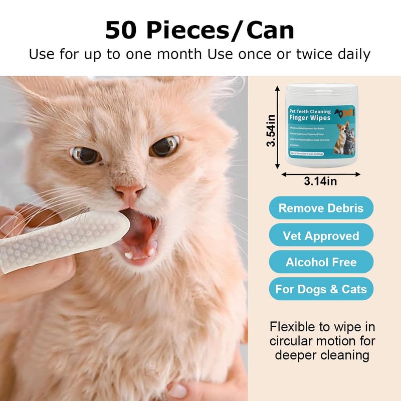 Qpets® 50 PCS Wet Wipes for Dogs, Pet Wet Wipes for Cats Dogs, Non-Woven Dog Wet Wipes for Cleaning Finger Cat Cot Grooming Wipes Suit for Pet Daily Teeth & Paw Care Cleaning Wipes - Image 5
