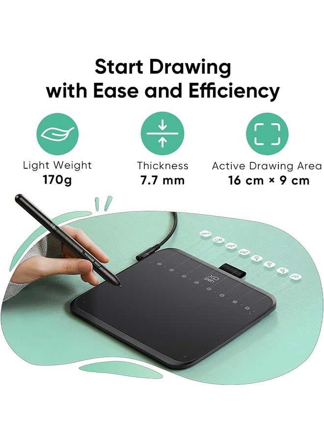 إكس بي بن جهاز لوحي للرسومات XPPen Deco 640، 16 ألف مستوى ضغط، مساحة رسم 16×9 سم، 8 مفاتيح، 60 إمالة، مناسب لألعاب OSU، يعمل بنظام Android وWindows وMac - Image 4