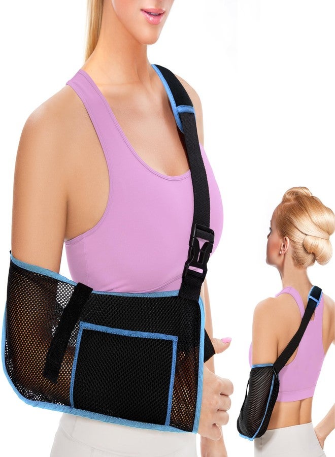 VISKONDA Mesh Arm Sling Shoulder Immobilizer,Breathable&Adjustable Support Brace for Rotator Cuff Injury,Reversible Left Right Arm,Elbow Wrist Clavicle Fracture Sprain Recovery for Men Women(Black,Large) - Image 1