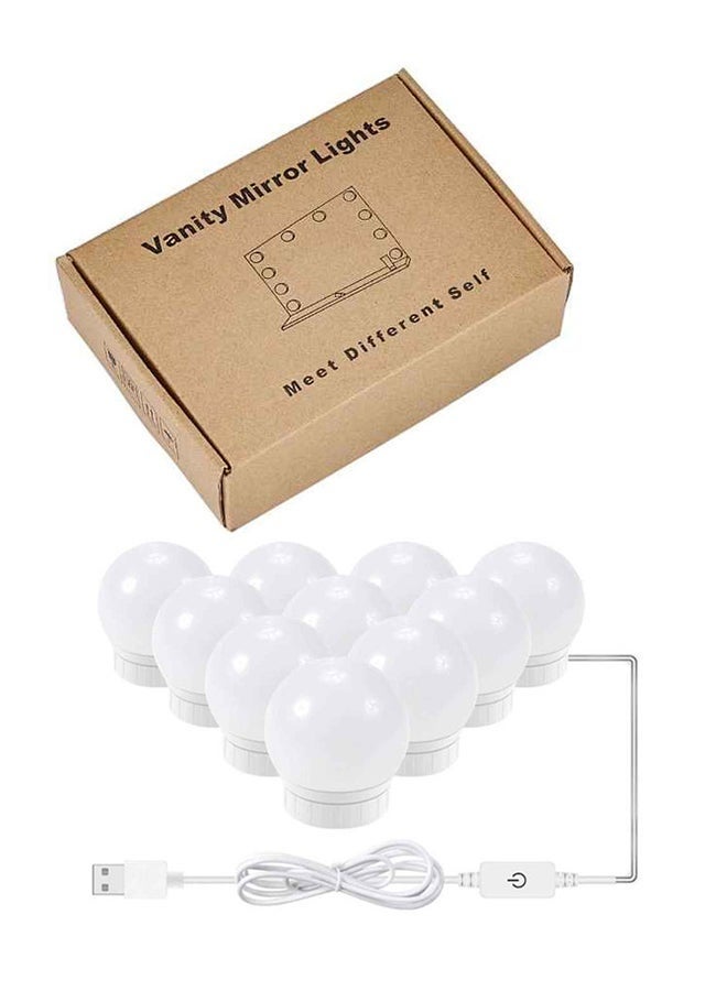 إلترازون 10-Piece LED Vanity Mirror Light Set | Cool White Dimmable Bulbs with Adjustable Brightness, USB Power, Easy Installation for Makeup Mirror, Dressing Table & Bathroom Decor – 45x45x51cm - Image 1