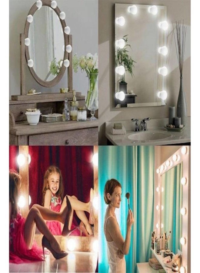 إلترازون 10-Piece LED Vanity Mirror Light Set | Cool White Dimmable Bulbs with Adjustable Brightness, USB Power, Easy Installation for Makeup Mirror, Dressing Table & Bathroom Decor – 45x45x51cm - Image 4