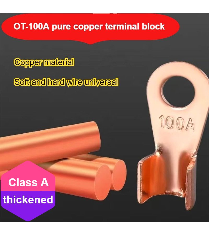 OT 100A 8 Pieces Open Type Terminal Purple Copper Crimping Cable End Connector - Image 1
