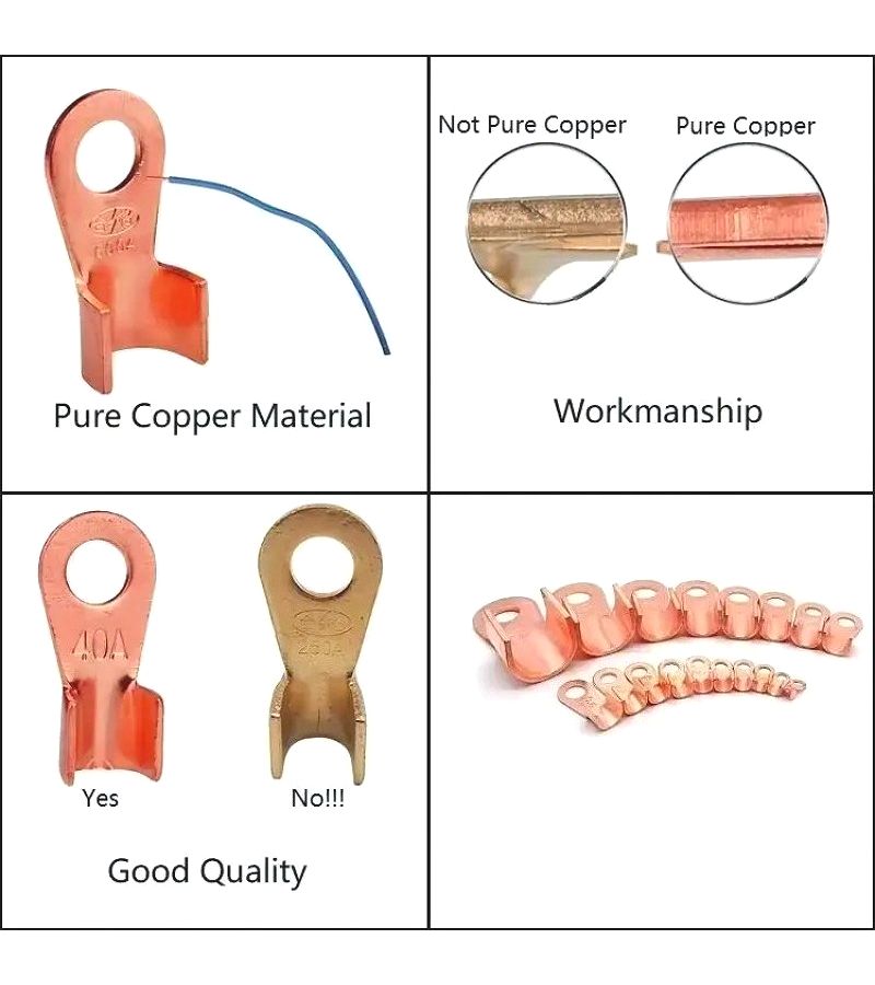 OT 100A 8 Pieces Open Type Terminal Purple Copper Crimping Cable End Connector - Image 3