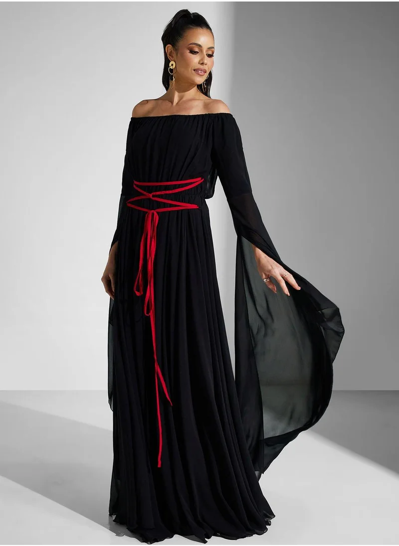 جولدن ابل Off Shoulder Tiered Dress