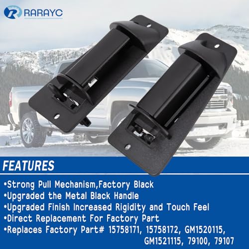 RARAYC Extended Cab Door Handle Metal Rear Driver & Passenger Side Replacements for 1999-2007 Silverado GMC Sierra 1500 2500 3500 Replaces# 15758172 15758171 - Image 3