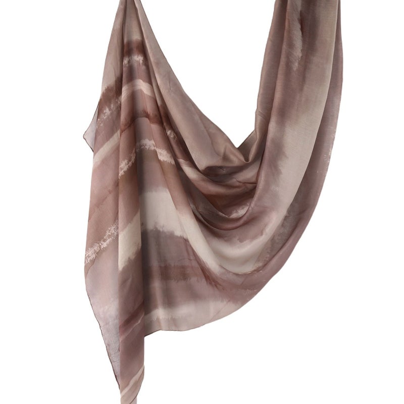 Best-Selling Watercolor Tie-Dye Cotton Scarf - Satin Polyester Long Wrap, Turkish Headscarf