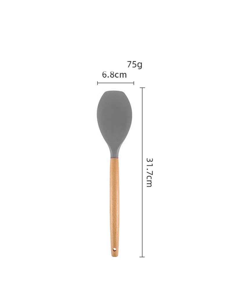 P-Plus International Premium Silicone Spatula - Flexible & Heat Resistant Rubber Spatula - Non-Stick & Non-Scratch Spatula Silicone with Wood Handle (Grey, Pack of 2) - Image 3