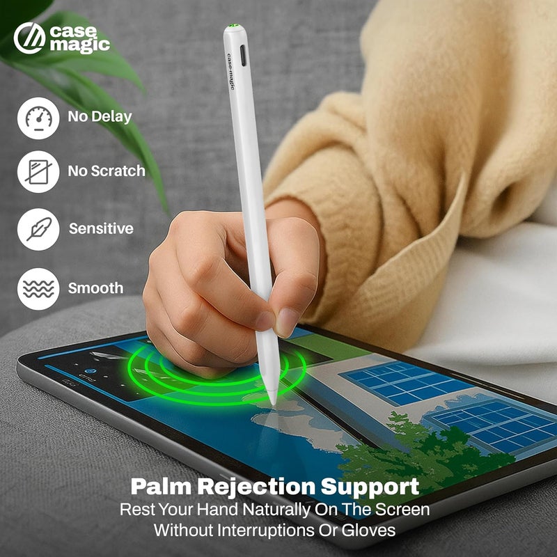 case-magic Dual Charging Stylus Pen for iPad with Magnetic Wireless Charging, Palm Rejection,Tilt Sensitivity, Type-C, Compatible with iPad Pro/Air/Mini, Drawing & Note-Taking Pen Replaceable Nib - Image 4