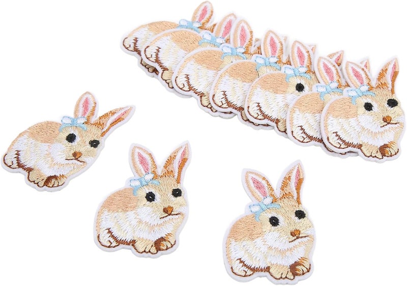 HEEPDD Cotton Embroidered Patches 10 Pieces for DIY Craft Work Wedding Dresses Household Cute Bunny Applique Iron On Patch Nan Sewing Embroidery - Image 1