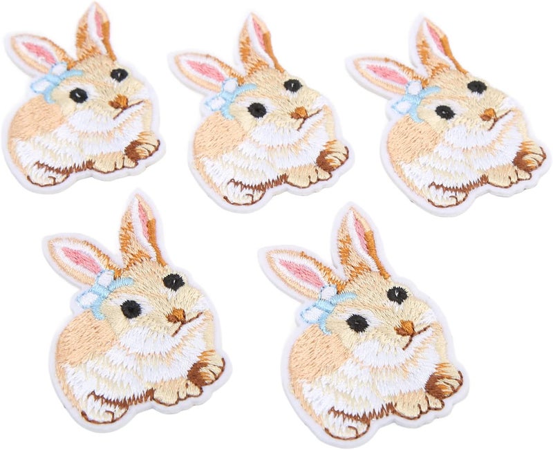 HEEPDD Cotton Embroidered Patches 10 Pieces for DIY Craft Work Wedding Dresses Household Cute Bunny Applique Iron On Patch Nan Sewing Embroidery - Image 3